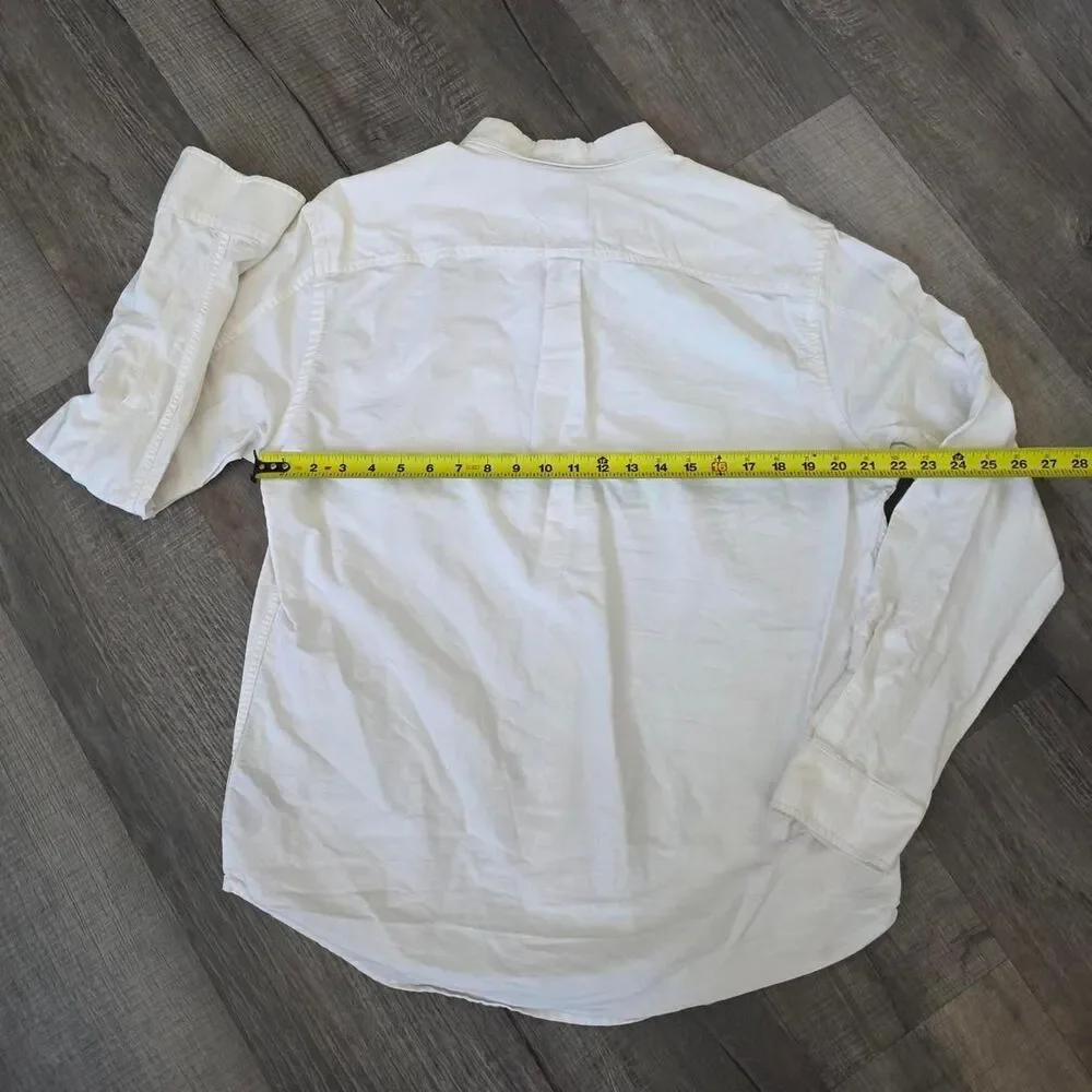 Hawking's McGill Men's White Long Sleeve Pocket Button Down Shirt, Size Large